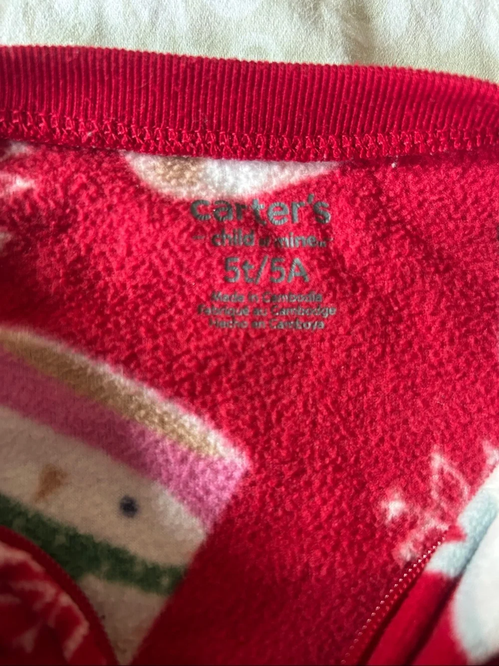 Carter's Red Holiday Fleece One-Piece Footed Pajamas with Mug & Bear Print